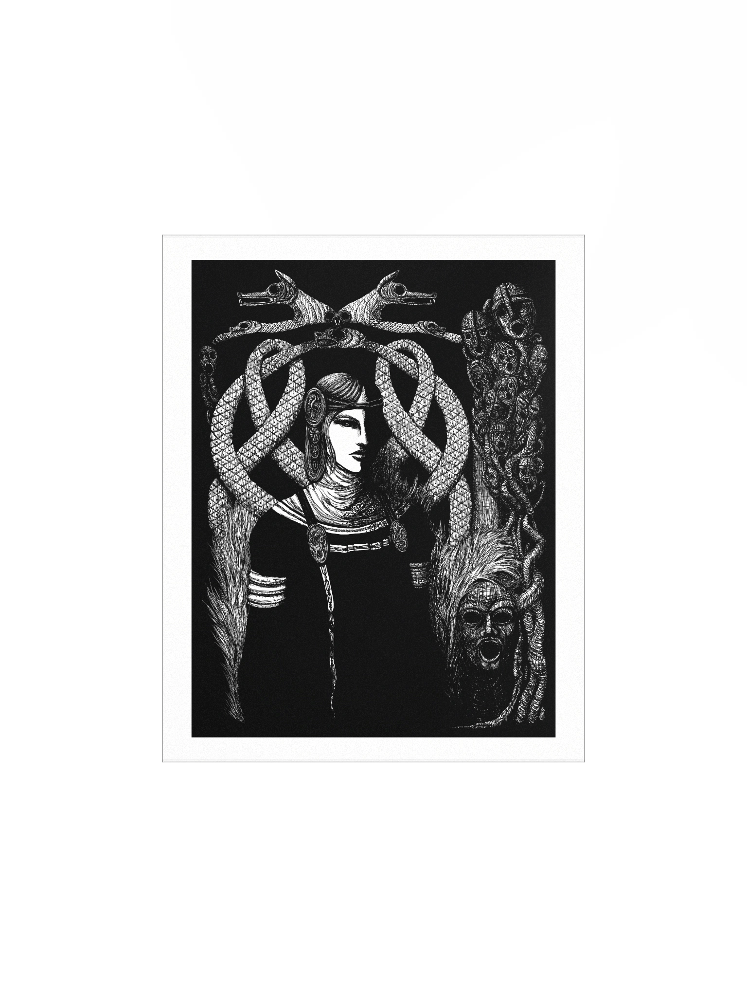 Hel in Black Matte Poster - Norse Mythology Goddess Hel and World Serpent Jörmungandr product image (3)