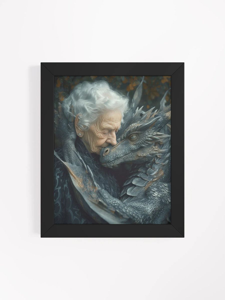 Elder lady with her dragon - Framed High Quality Matte Poster product image (26)