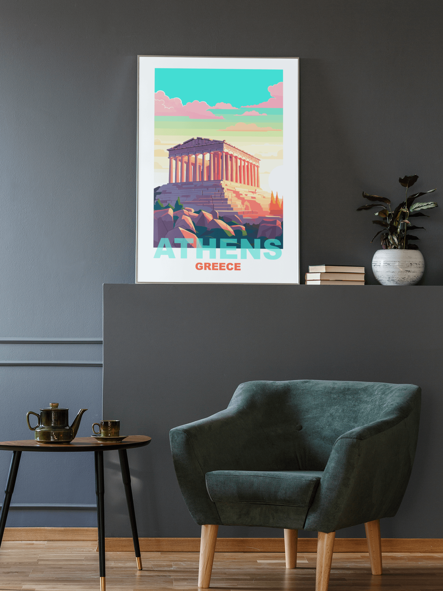 Parthenon Temple on Acropolis Hill Art, Athens Greece Vibrant Sunset Poster, Historic Greek Landmark, Travel Inspired Wall Art Decor product image (2)