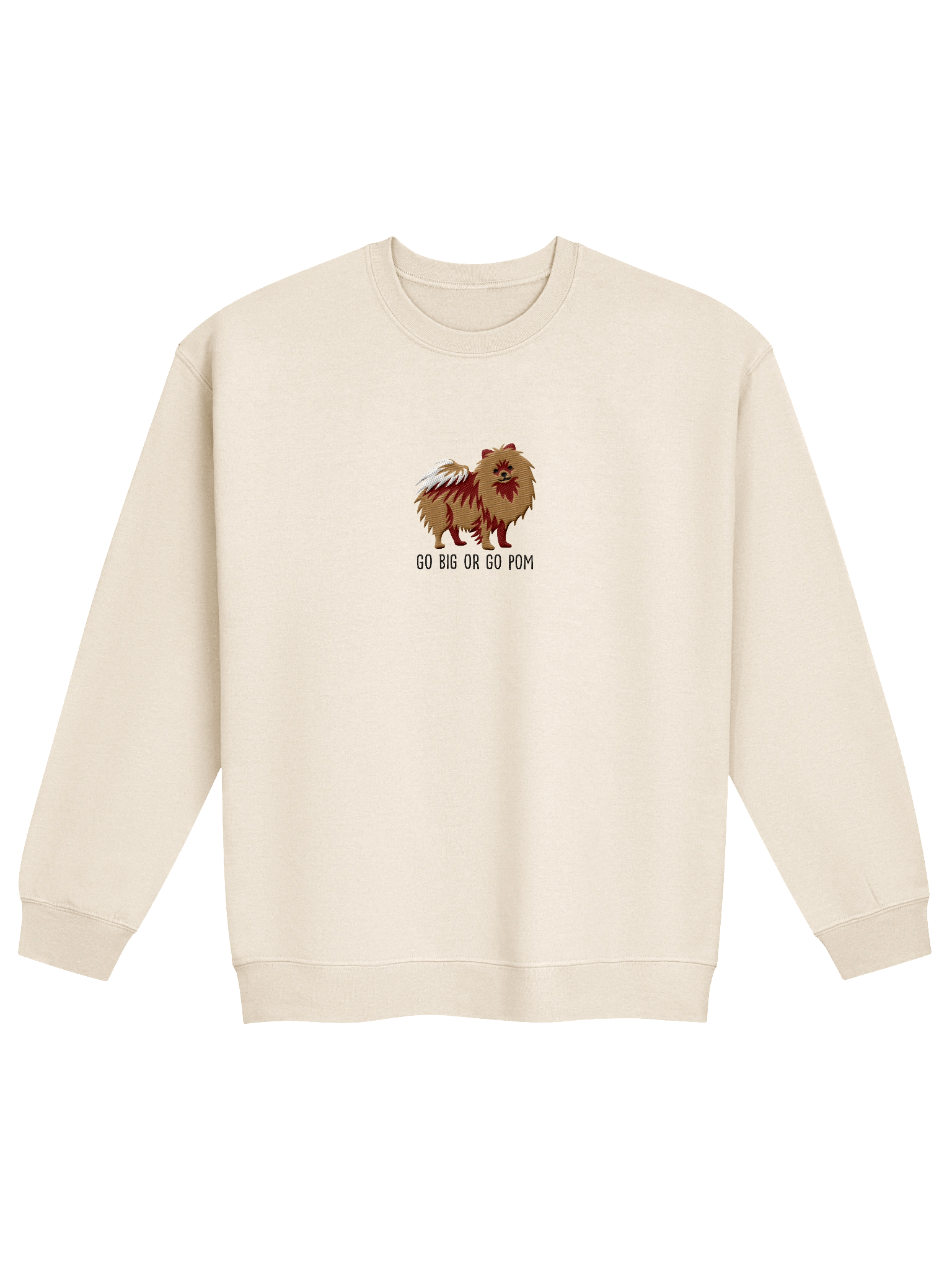 Go Big or Go Pom Sweatshirt (Embroidered) of a Pomeranian(Tan) product image (21)