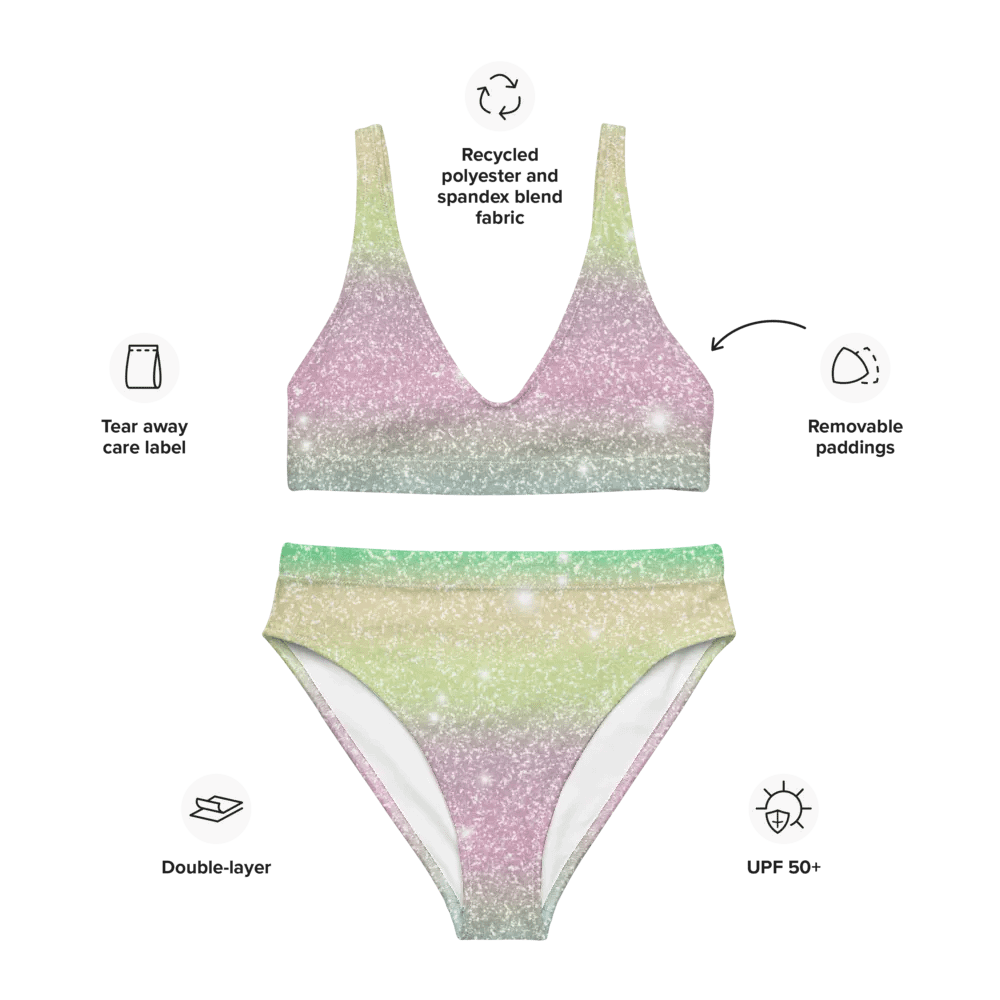 Glitter Unicorn Texture Design High Waisted Bikini (12) product image (3)