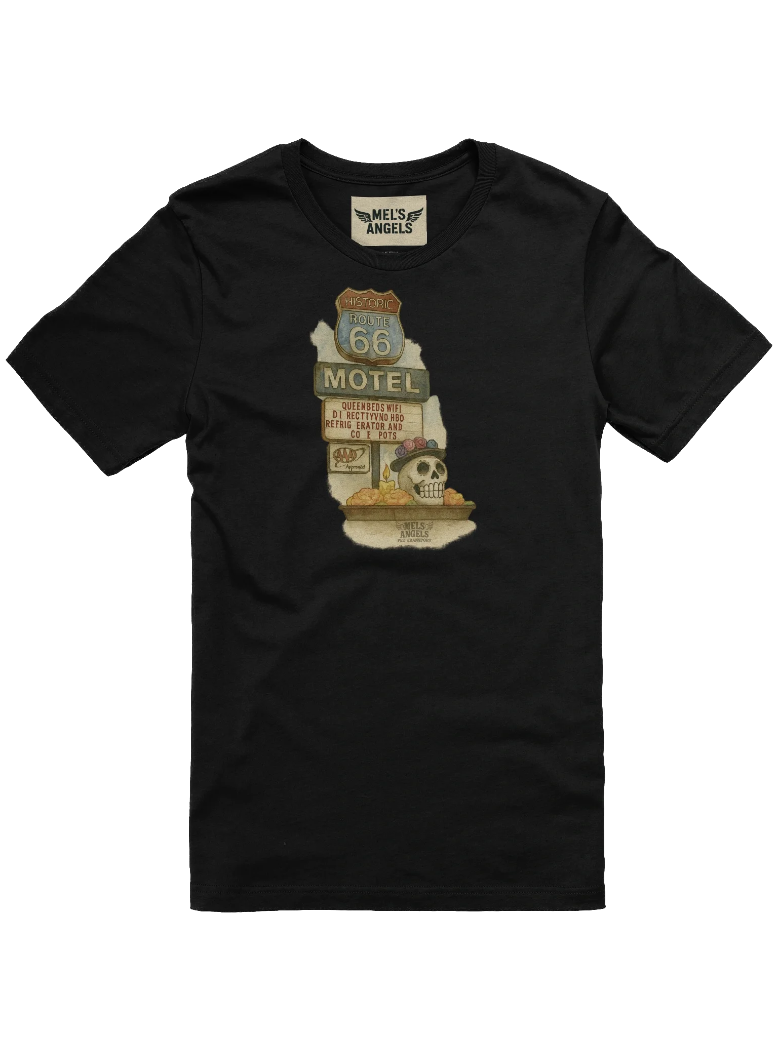 Route 66 Motel Skull T-Shirt – Vintage Día de los Muertos Inspired Graphic Tee | Bella Canvas Unisex product image (5)