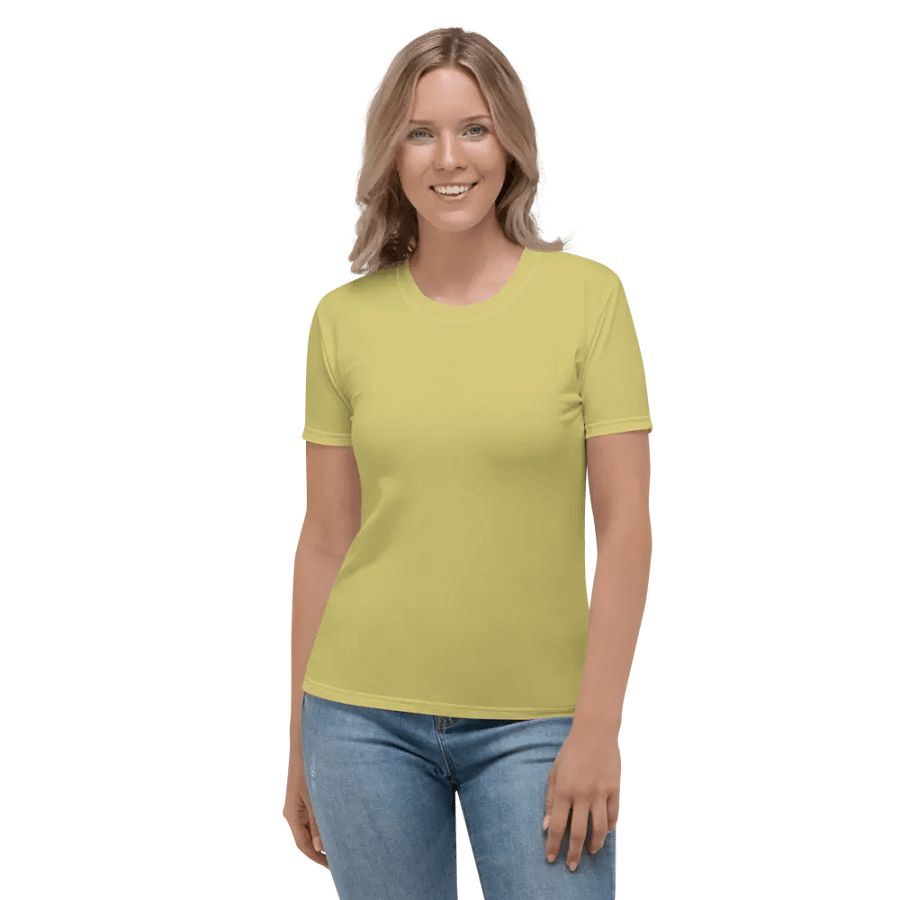 Plain Medium Yellow Light Summer Women's Crewneck Polyester Heavyweight Premium T-Shirt by Treasure Pie product image (5)