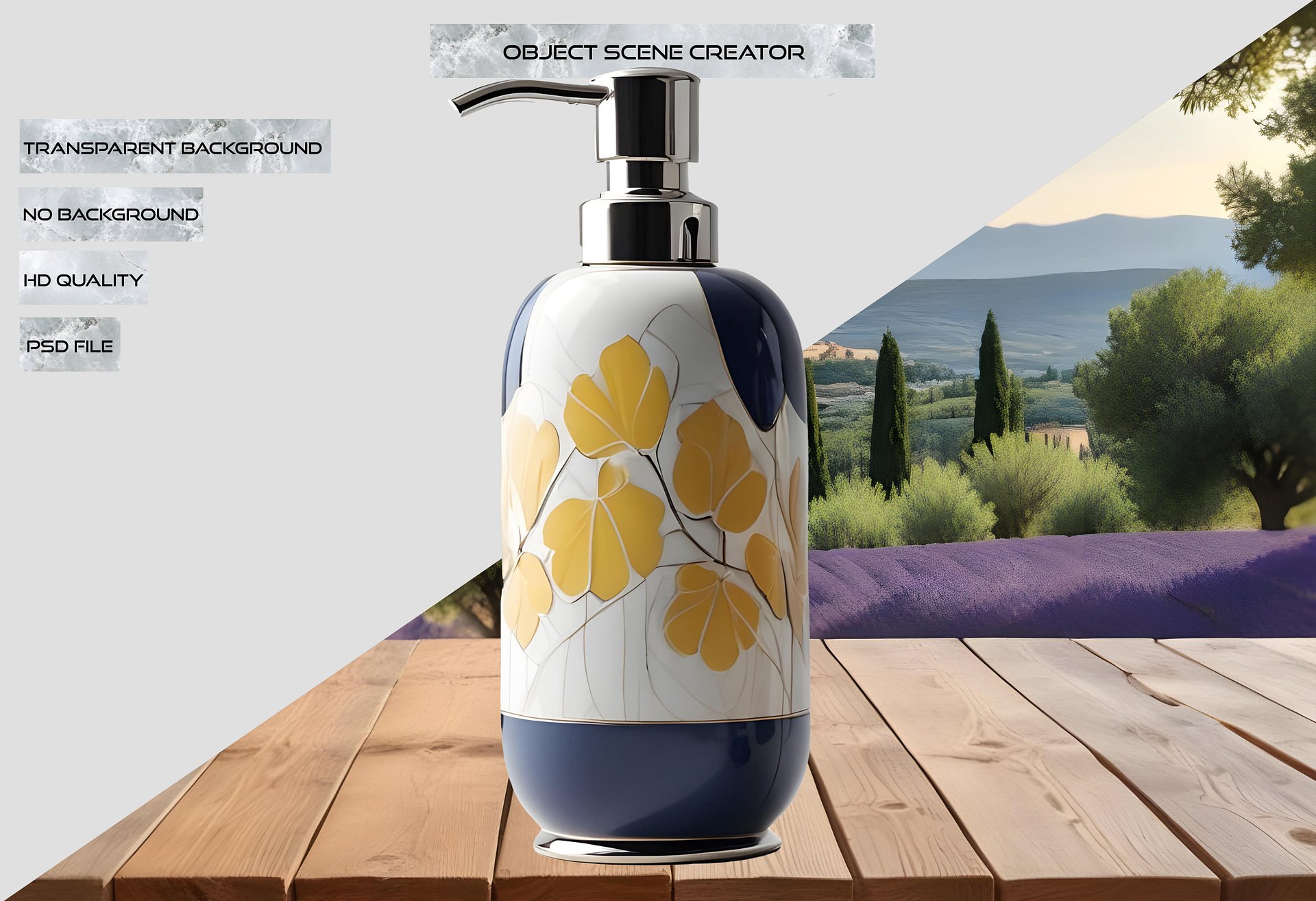 Golden Tides – Provence-Style Soap Dispenser PNG product image (2)