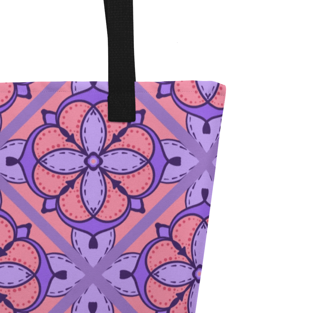 Peach and Lilac Symmetry Pattern All Over Print Tote product image (3)
