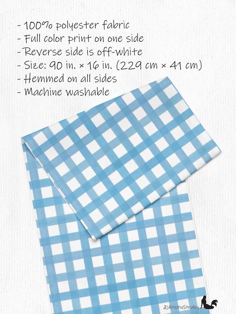 Blue Gingham Checker on White Table Runner product image (2)