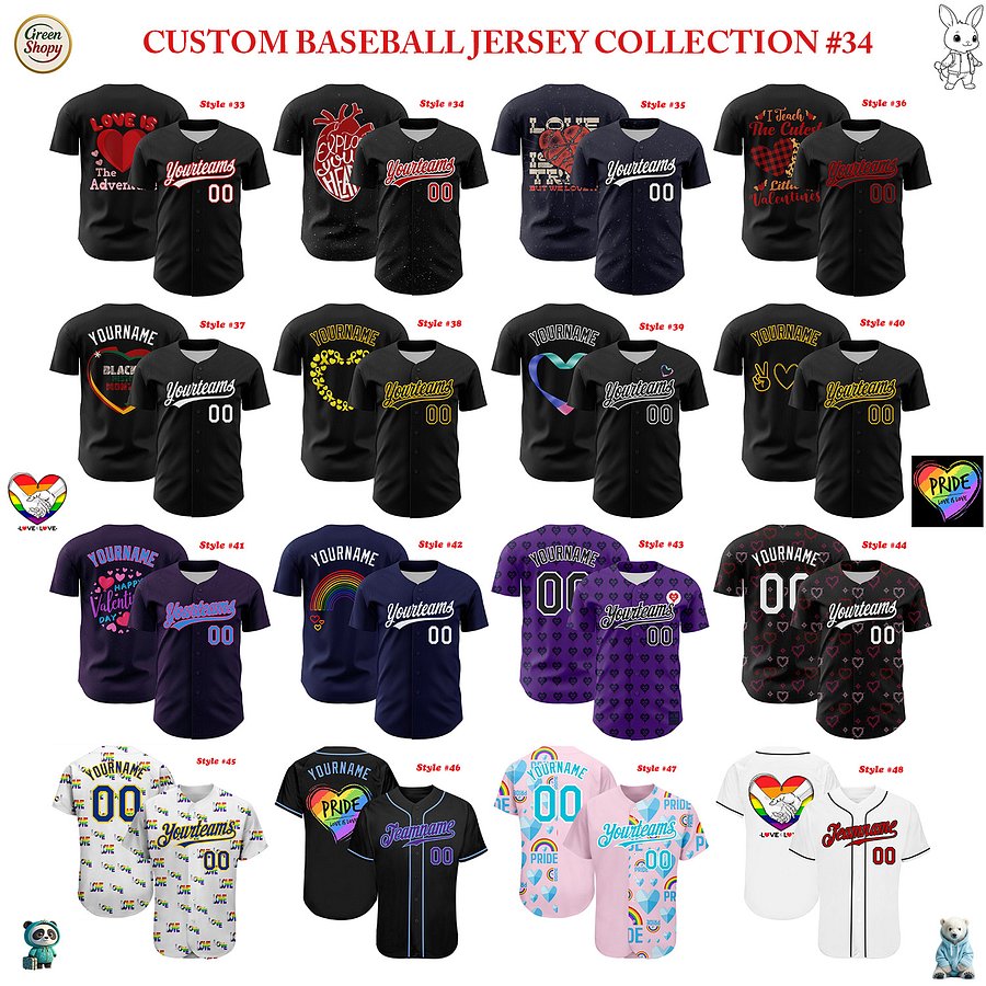 Authentic Baseball Jersey, Custom Baseball Jersey, Personalized Sport Jersey, Colorful, Flowers, Number, Gift, Love product image (3)