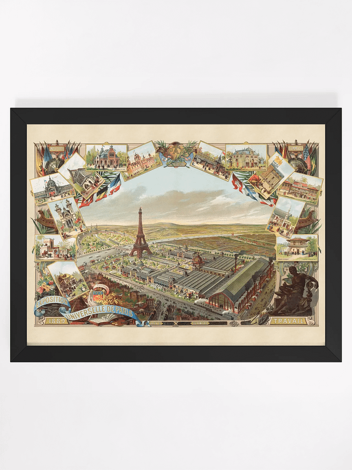 Paris 1889 Framed Poster Print – Hand-Drawn Historic City Print product image (1)
