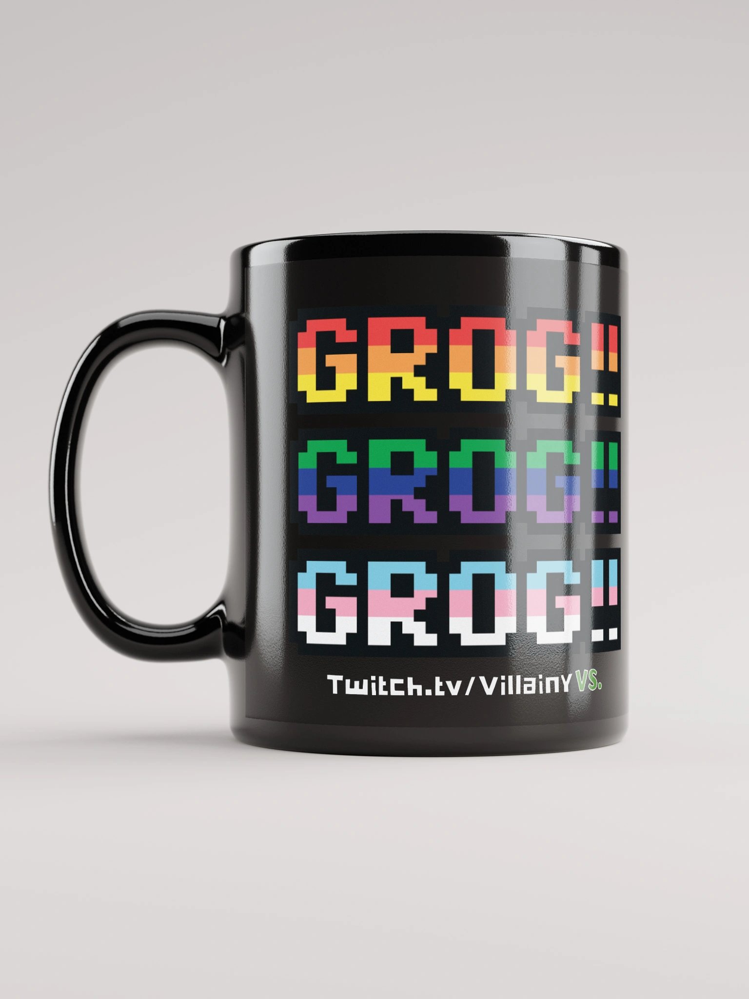 Villainy VS Grog Grog Grog!! Black Mug (Pride Colours) product image (12)