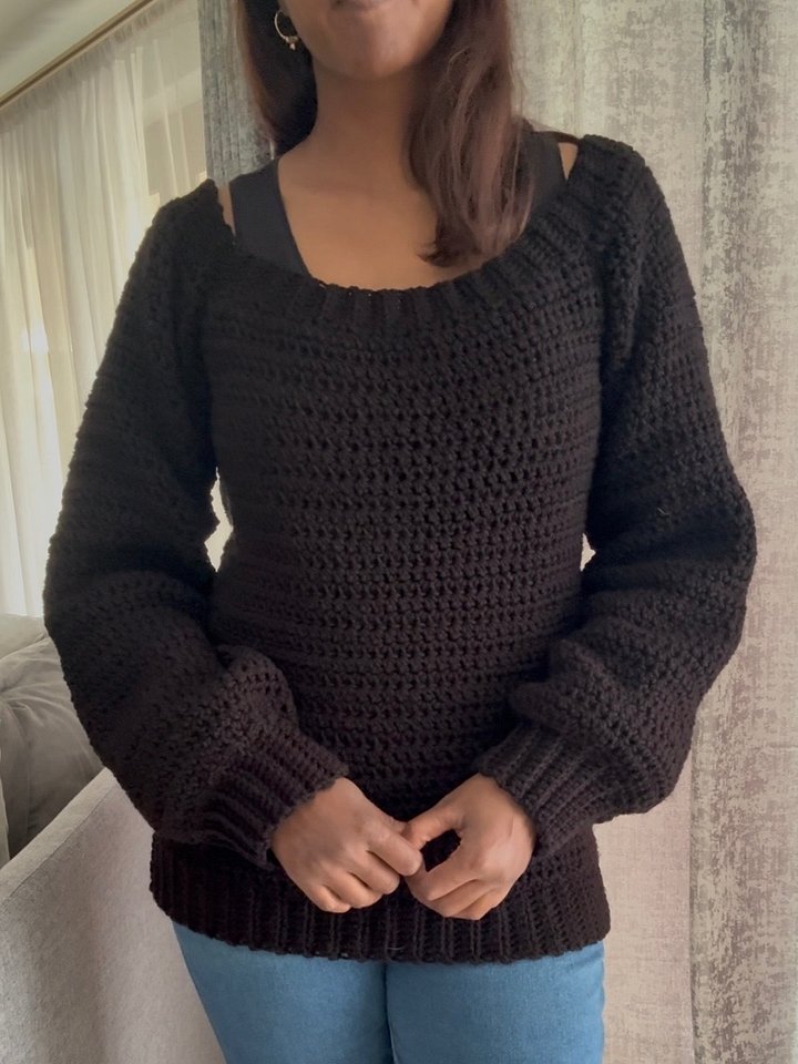 Crochet Raglan Off the Shoulder Sweater CHART ONLY product image (2)