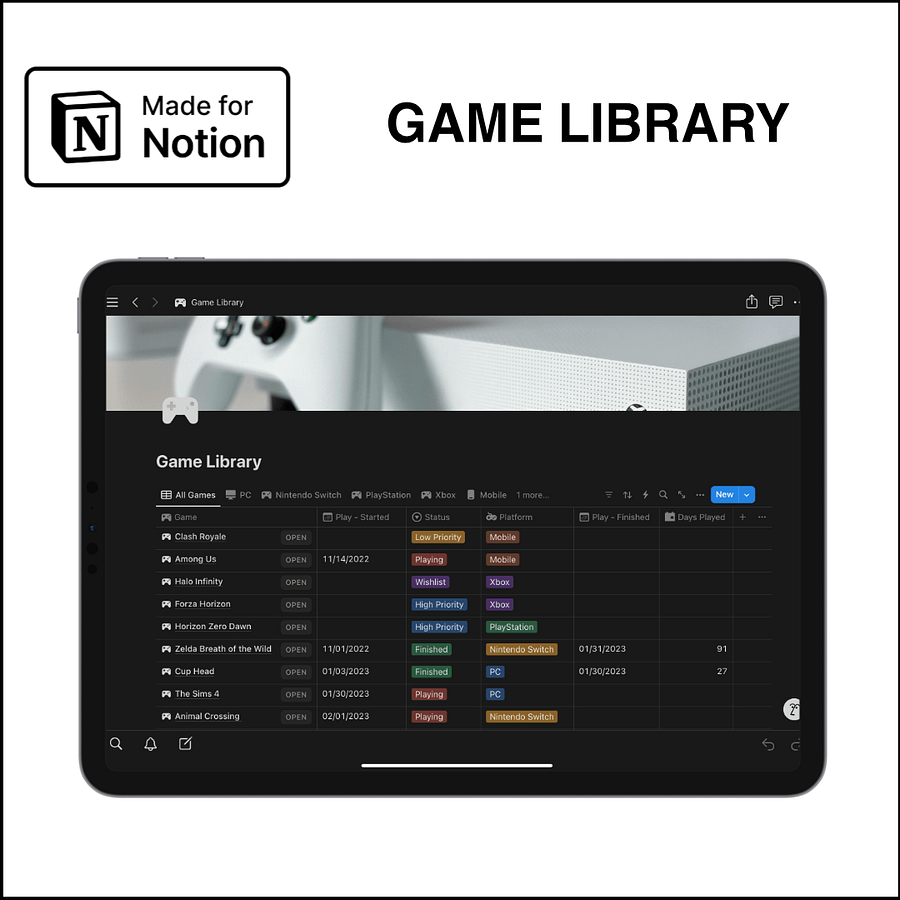 Notion Template - Game Library product image (1)