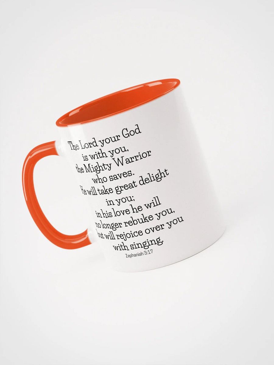 The Lord Your God Is With You The Mighty Warrior Who Saves Zephaniah 3:17 Two-Tone Mug 11/15oz product image (3)