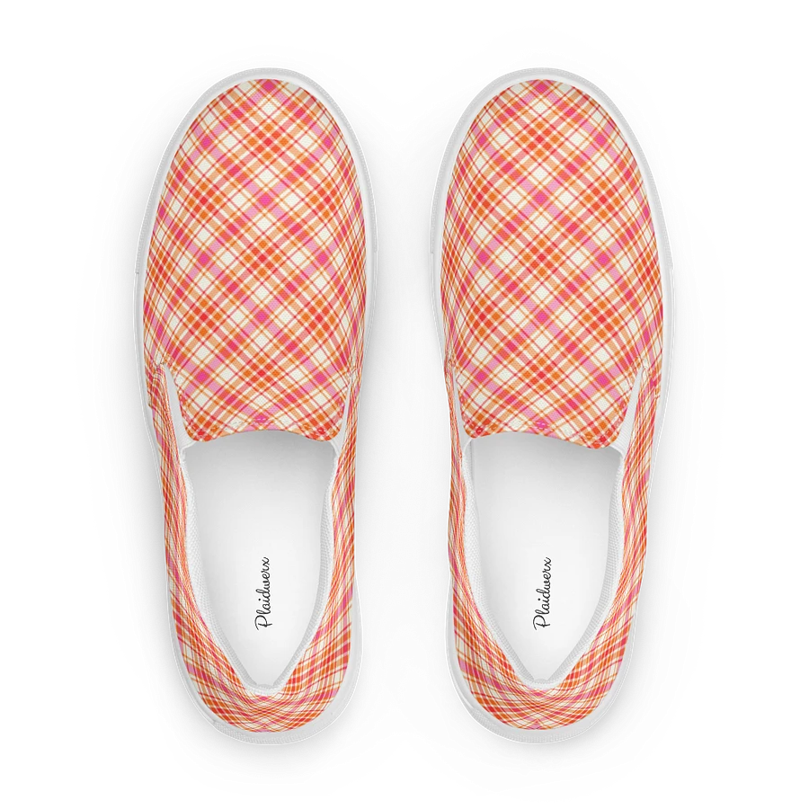 Orange and Hot Pink Plaid Women's Slip-On Shoes product image (1)