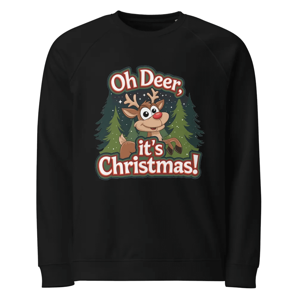 Cheerful Christmas Reindeer Organic Sweatshirt product image (1)