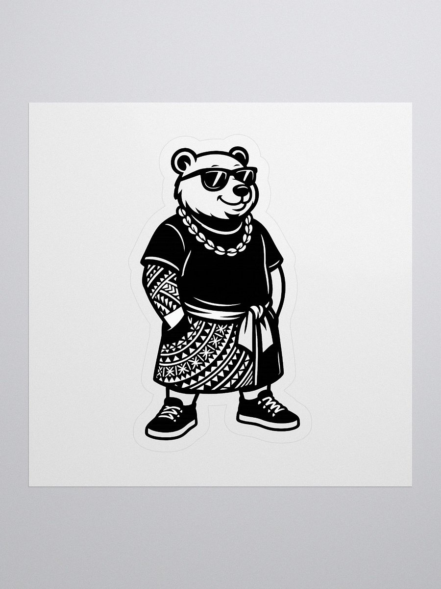 Samoan Urban Bear Kiss-Cut Sticker – Polynesian Lava Lava Streetwear Design | Island Culture Decal by ASP Apparel product image (1)