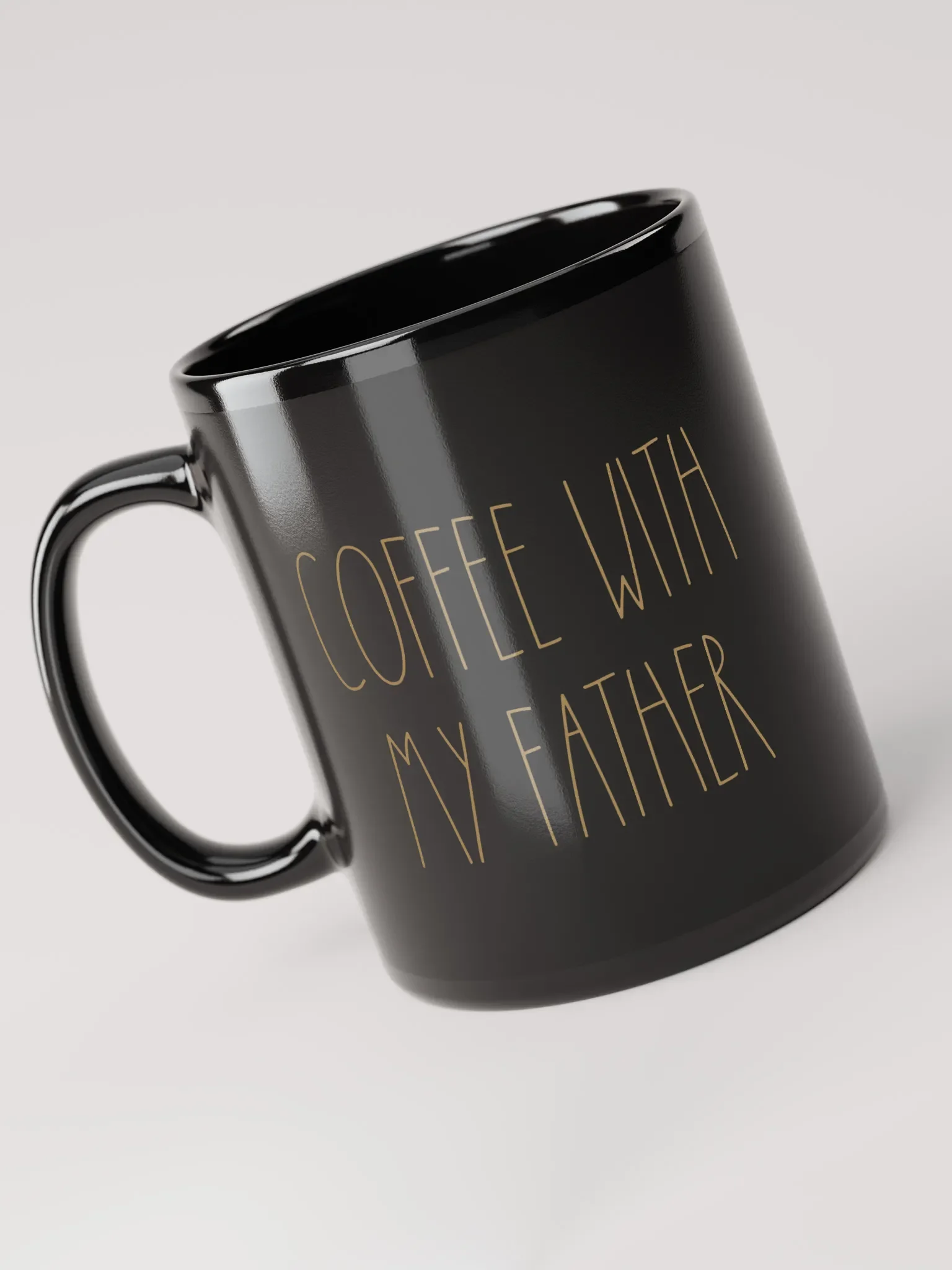 "Coffee With My Father” Mug (Black With Tan Lettering) product image (4)