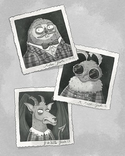 The Cryptid Preparatory class of 1912. For @chaoticdrawalong prompt “Cryptid Picture Day”.