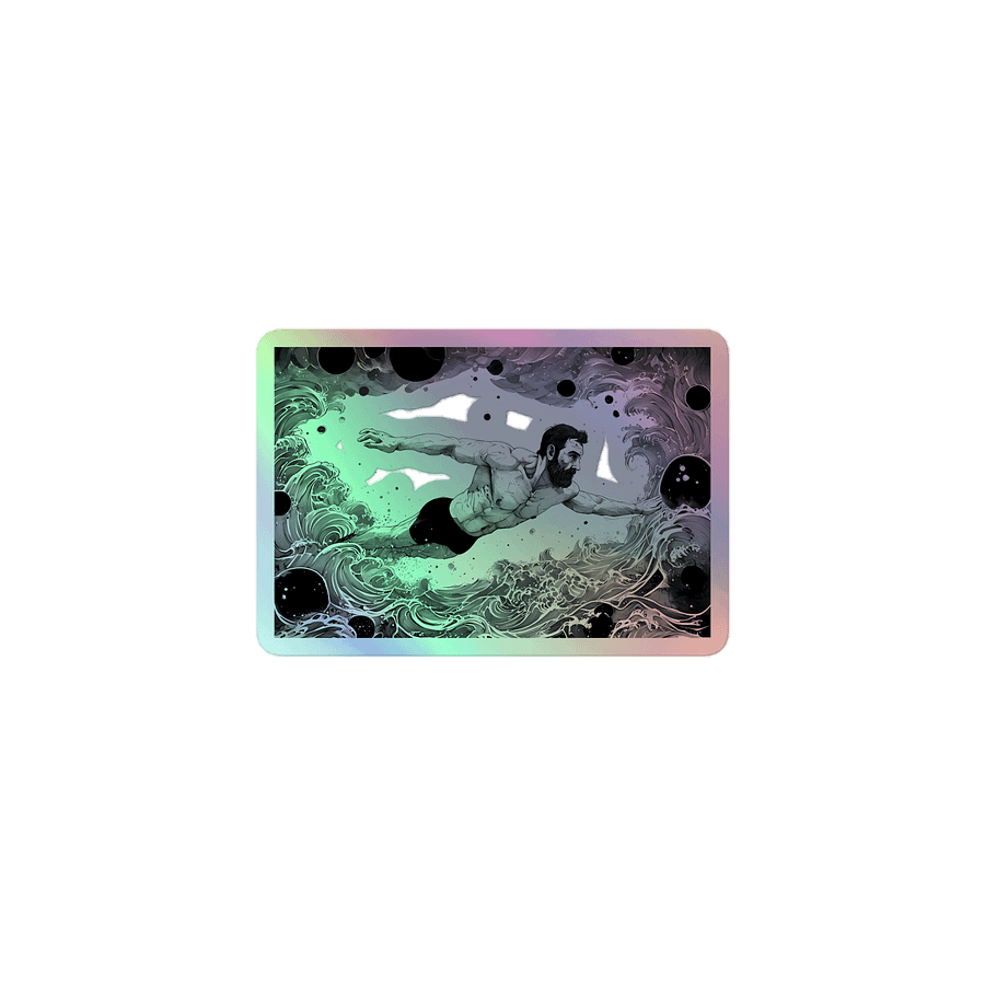 Monochrome Maritime Adventure: Black & White Waves Holographic Sticker product image (1)