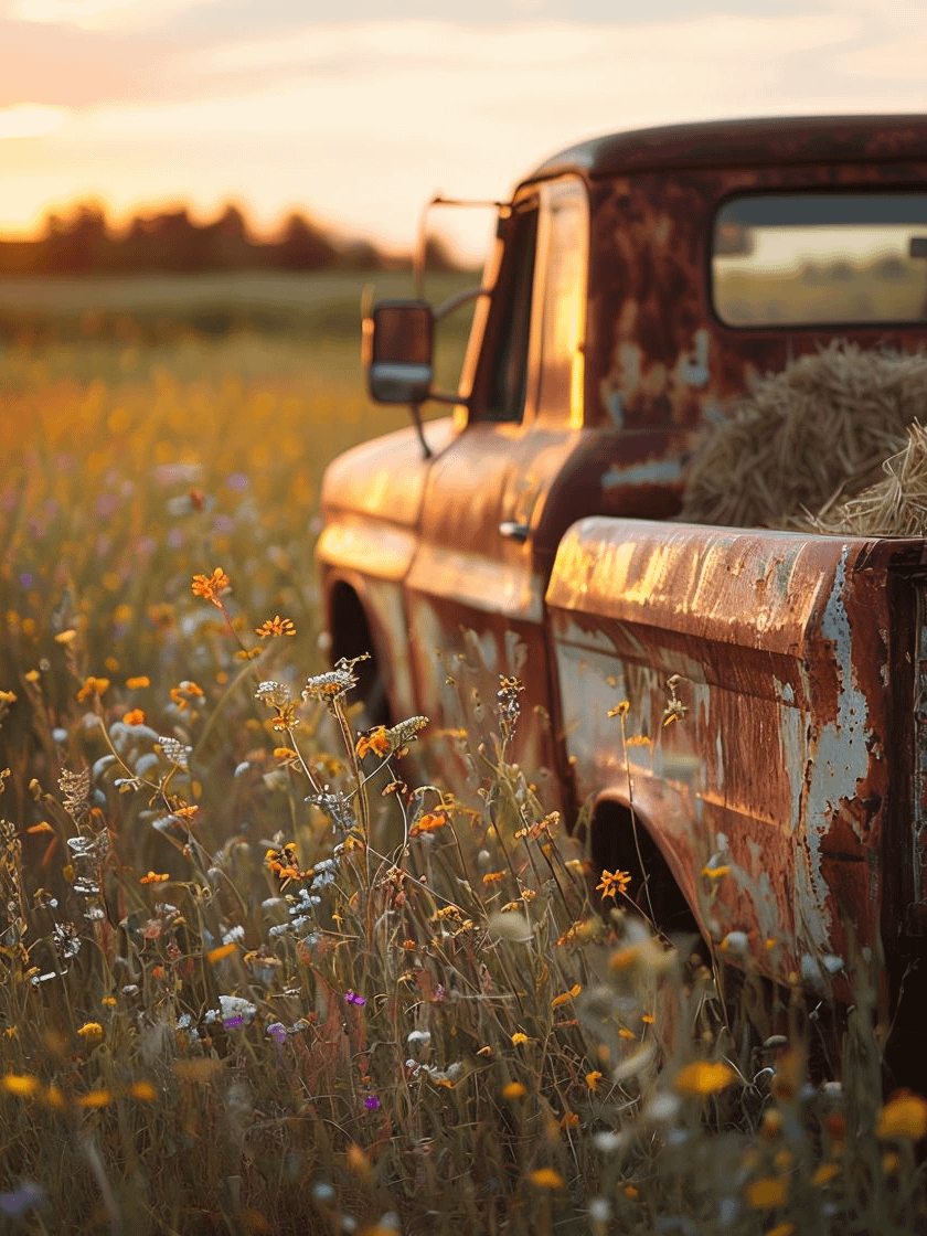 Golden Hour Rustic Truck Framed Poster product image (1)