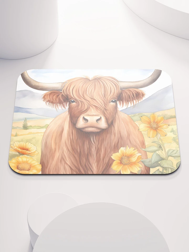 Highland Cow Floral Mouse Pad product image (1)