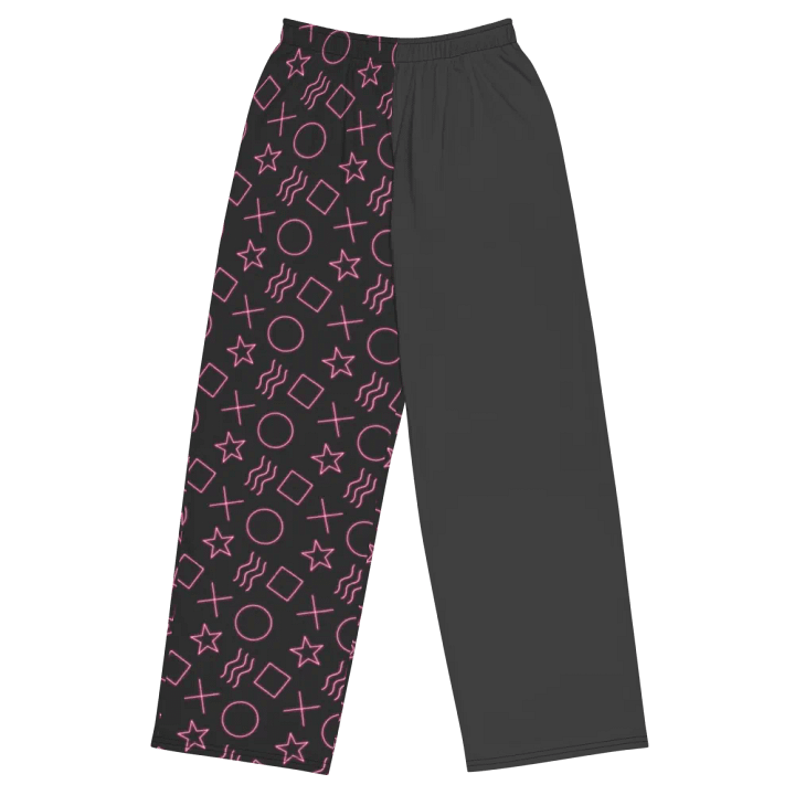 ESP Card Pattern Half Print Half Solid Unisex Wide-Leg Pants—Berry Edition product image (1)