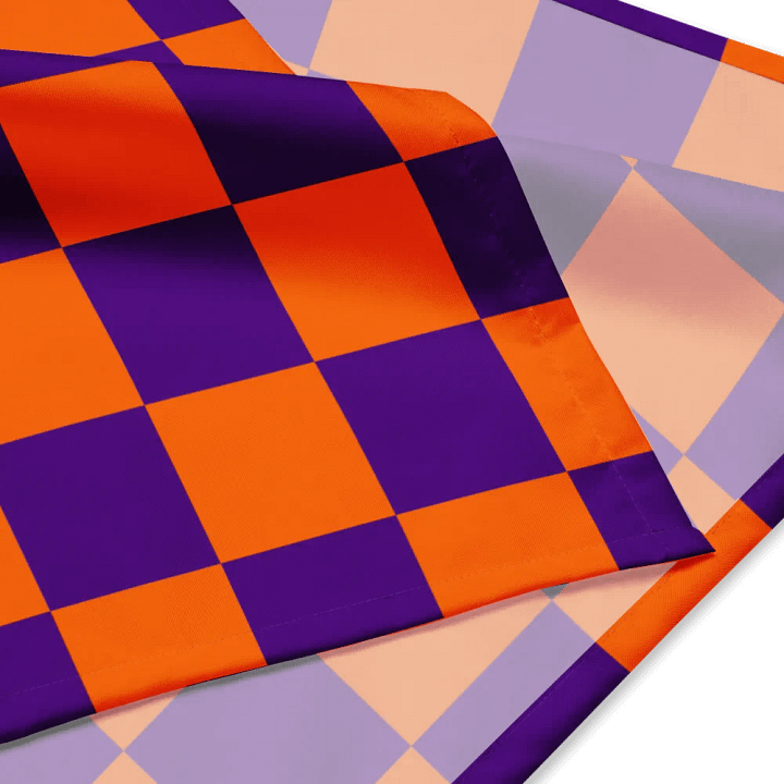 Orange Purple Retro Checkerboard Bandana, Checkers Pattern Accessories product image (4)