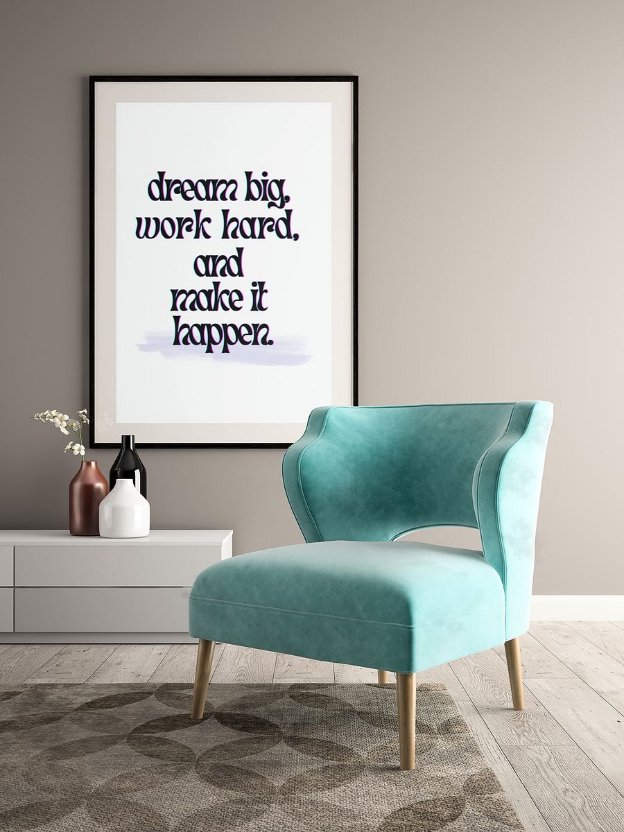Dream Big Work Hard Make It Happen Quote Print, Inspirational Wall Art, Office Decor, Modern Typography Poster, Motivational Statement Art product image (4)