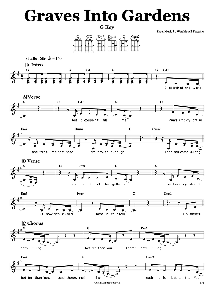 Graves Into Gardens - Elevation Worship | Sheet Music, Chord, Lyrics product image (1)