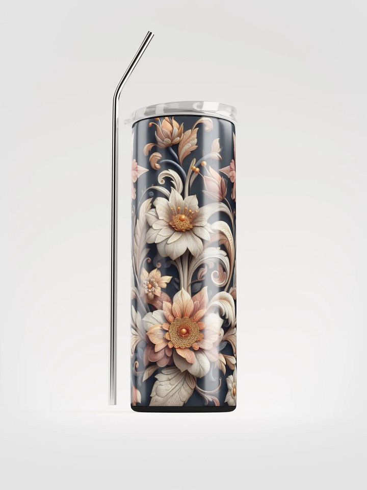 Vintage Floral Stainless Steel Tumbler - Eco-Chic Sipper Delight product image (1)