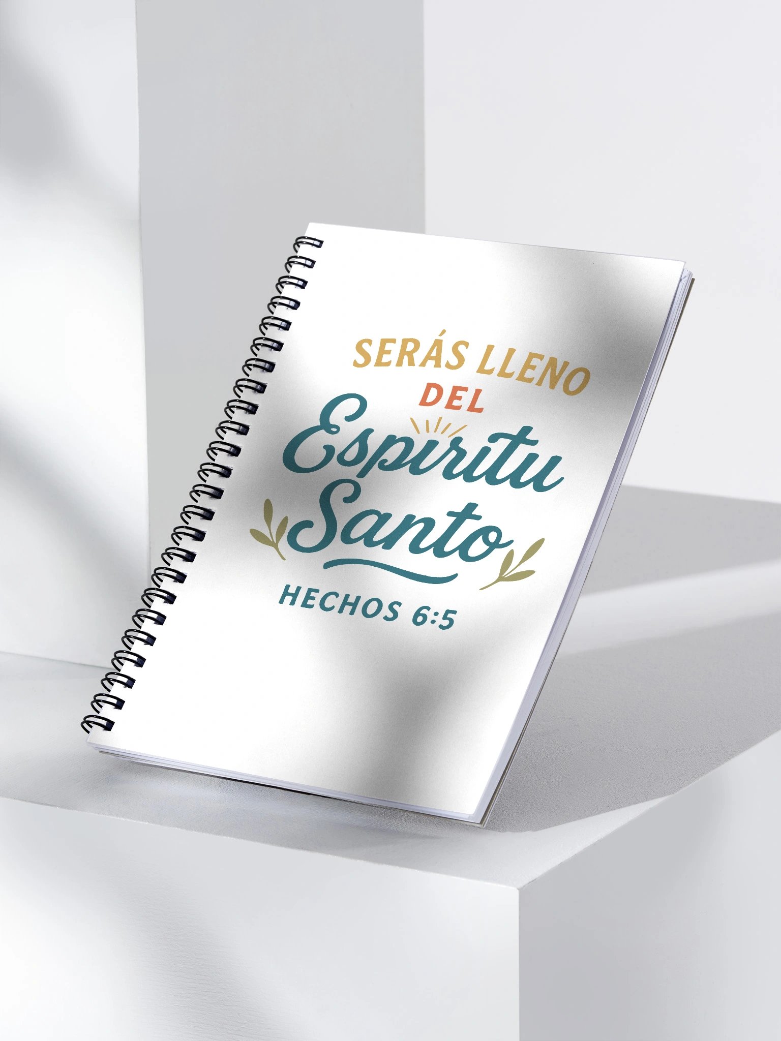 Christian Spiral Notebook – “Serás Lleno del Espíritu Santo” – Spanish Acts 6:5 product image (3)