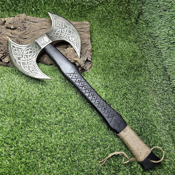 Forged Carbon Steel Viking Axe with Rose Wood Shaft, Double Edge Axe product image (1)
