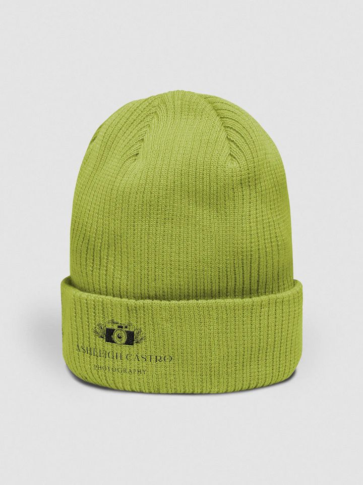 Botanical Camera Organic Ribbed Beanie (Black Embroidery) product image (8)