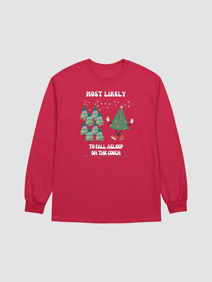 Most Likely to Fall Asleep on the Couch Retro Tree Character Long Sleeve Tee product image (1)