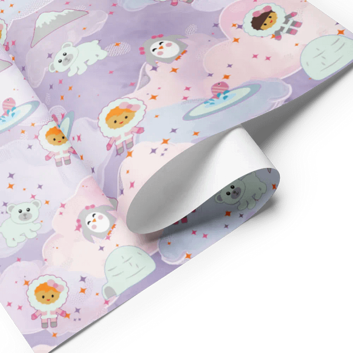 Snow Babies in Cotton Candy Clouds 3 Pack Sheets Wrapping Paper product image (2)