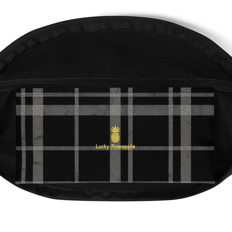 Black and White Dark Plaid Fanny Pack (Waist Bag) product image (4)