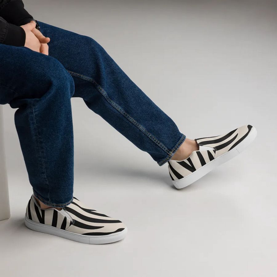 Zebra Stripes Men's Slip-On Canvas Shoes product image (3)