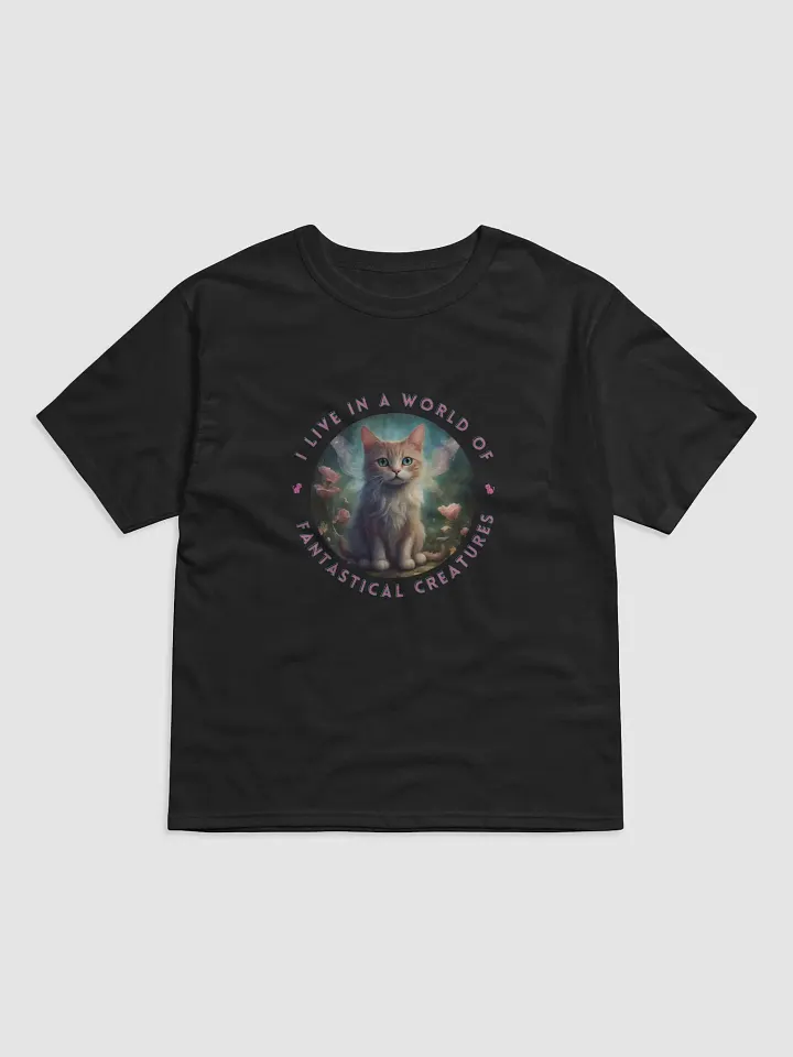 I Live in a World of Fantastical Creatures Kitten Relaxed Fit T-shirt product image (2)