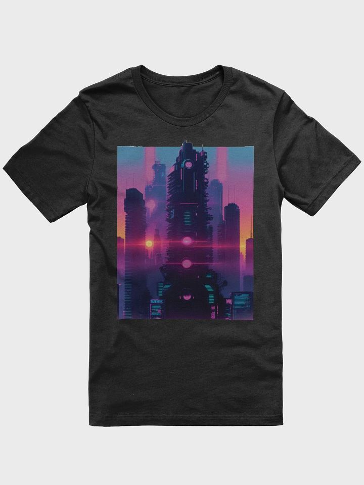 Neon Cityscape Art T-Shirt - Vibrant Town Illustration Design product image (1)