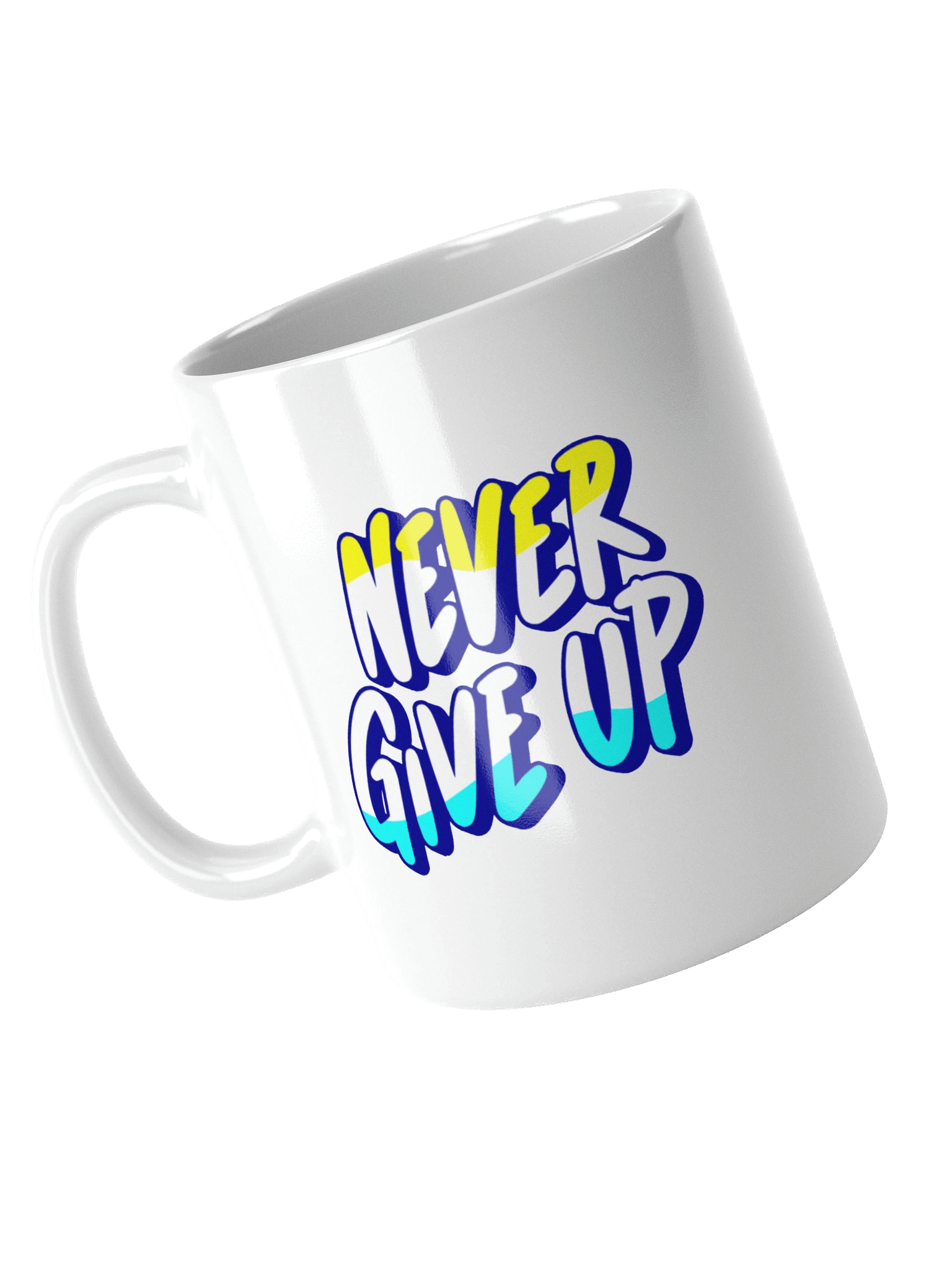 NEVER GIVE UP Gradient White Glossy Mug product image (4)