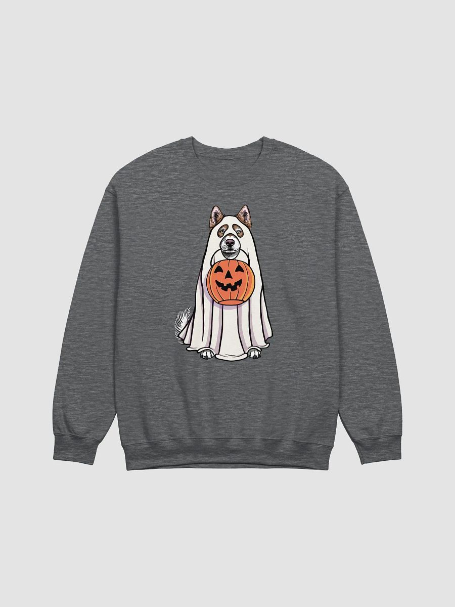 Funny Halloween Alaskan Malamute(Red) Sweatshirt | Funny Dog Wearing a Ghost Costume and Holding a Pumpkin Basket product image (7)