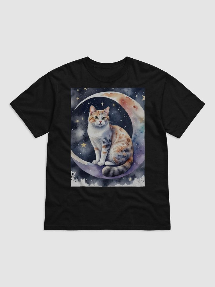 Whimsical Cat on Crescent Moon T-Shirt product image (2)
