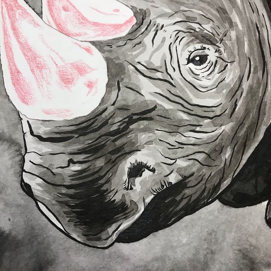 original painting : black rhino product image (2)