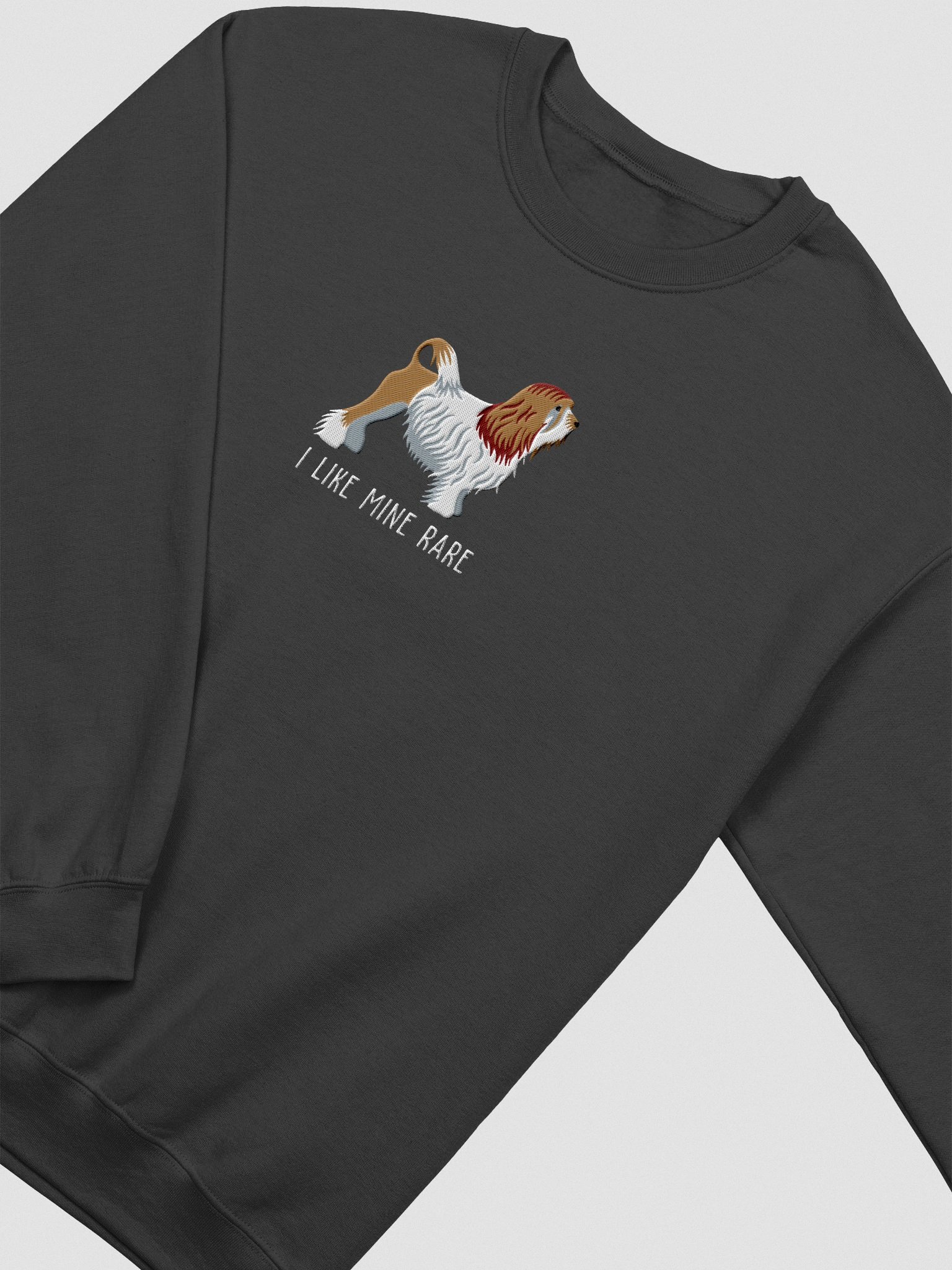 I Like Mine Rare Sweatshirt (Embroidered) of a Löwchen(Brown & White) product image (6)