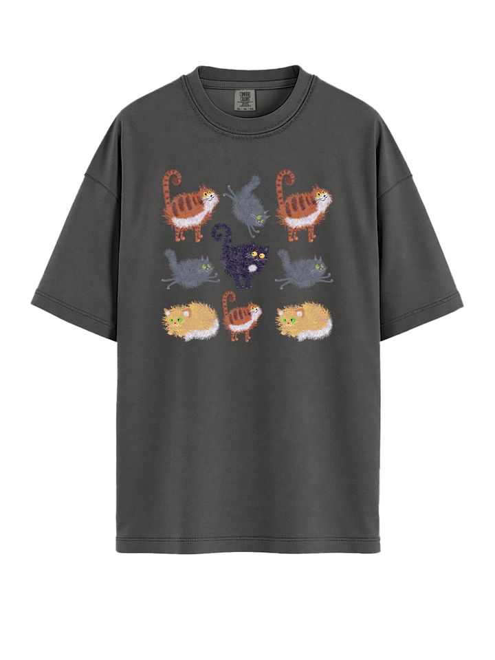 Funny Cat Pattern T-Shirt – Colorful Cartoon Cats Tee product image (1)