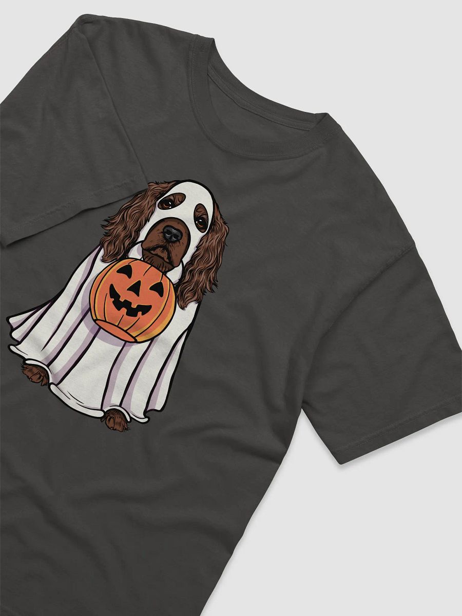 Funny Halloween Cocker Spaniel(Liver) T-Shirt | Funny Cocker Spaniel Wearing a Ghost Costume and Holding a Pumpkin Basket product image (19)