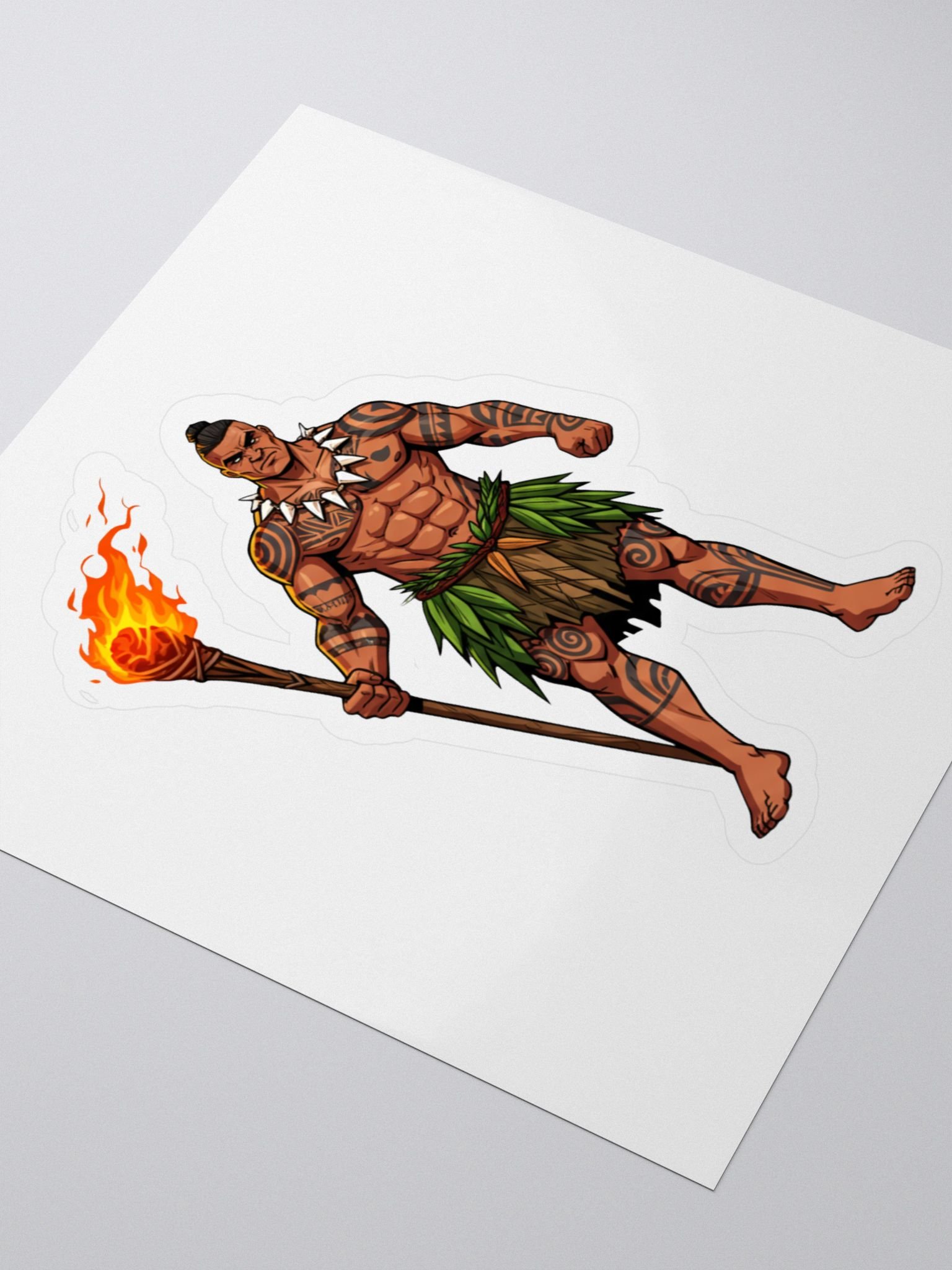 Samoan Fire Warrior Tribal Sticker – Polynesian Tattoo Kiss-Cut Design product image (3)