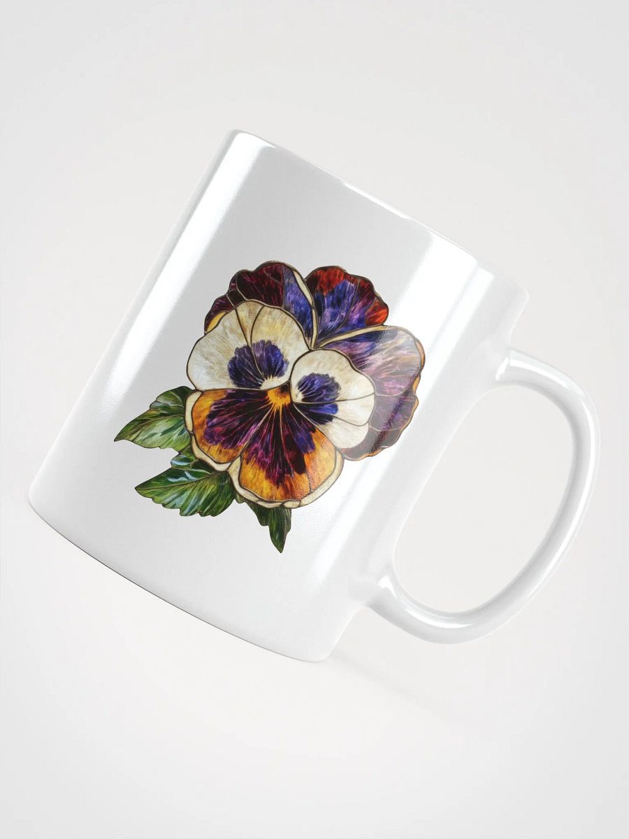 Stained Glass Pansy Paradise White Glossy Mug product image (11)