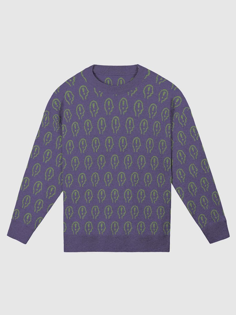 EXCLAIMING MENTALLY (repeating design, purple and green) relaxed knitwear crewneck product image (1)
