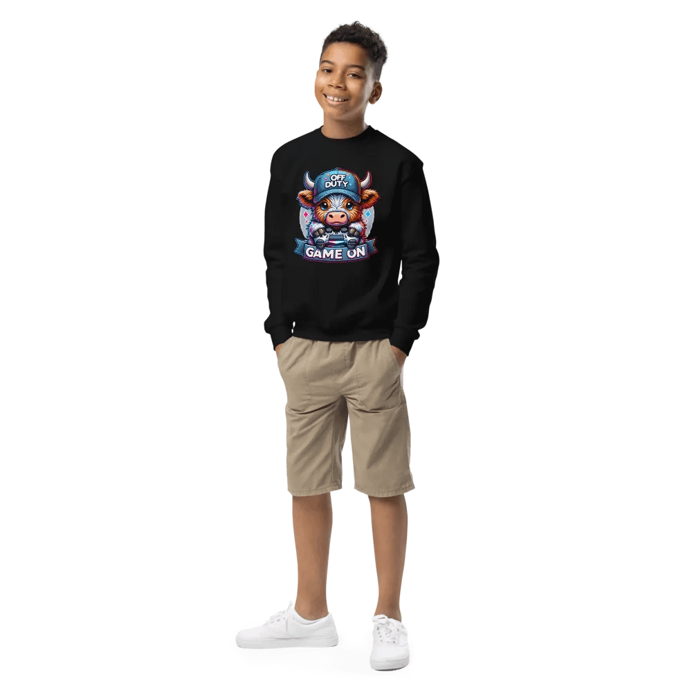 Highland Cow Game On Graphic Unisex Youth Sweatshirt product image (1)