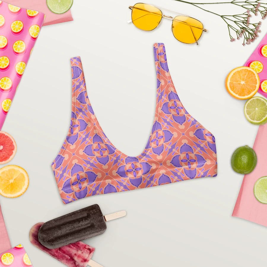 Pastel Orange and Mauve Pattern Padded Bikini Top product image (6)